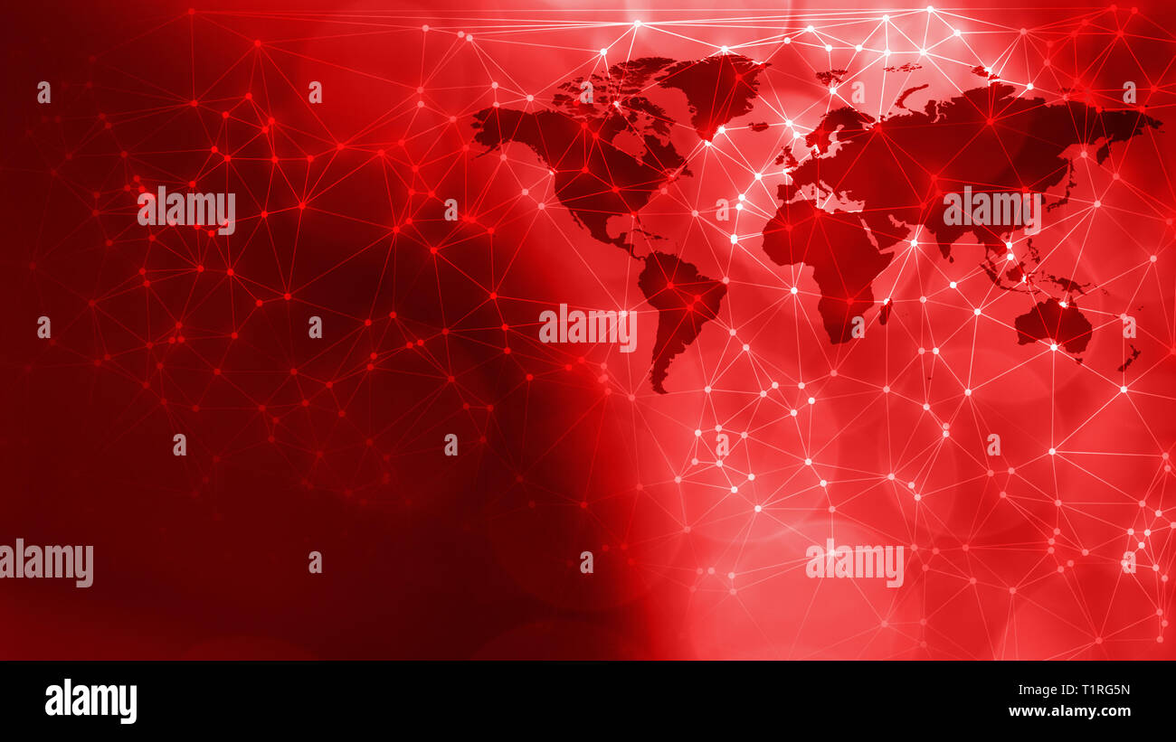 Technology breaking news concept - Technology Breaking News Concept Geometric Abstract Background With World Map T1RG5N 