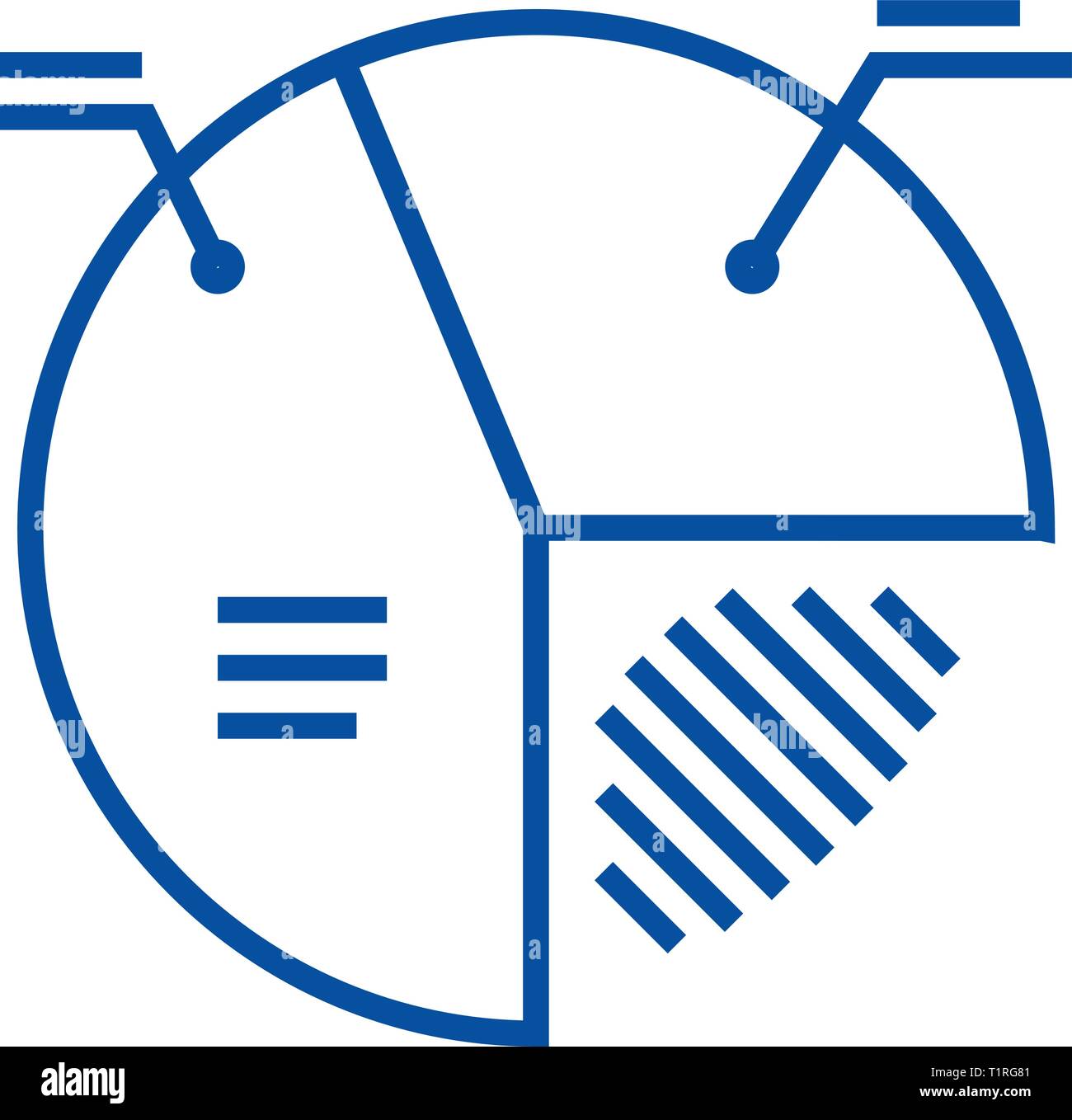 Pie diagram sign line icon concept. Pie diagram sign flat vector symbol ...