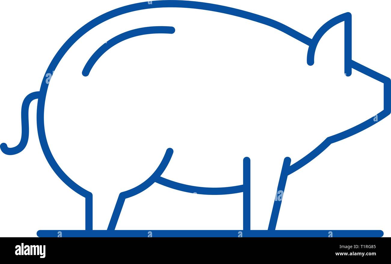 Pig line icon concept. Pig flat  vector symbol, sign, outline illustration. Stock Vector