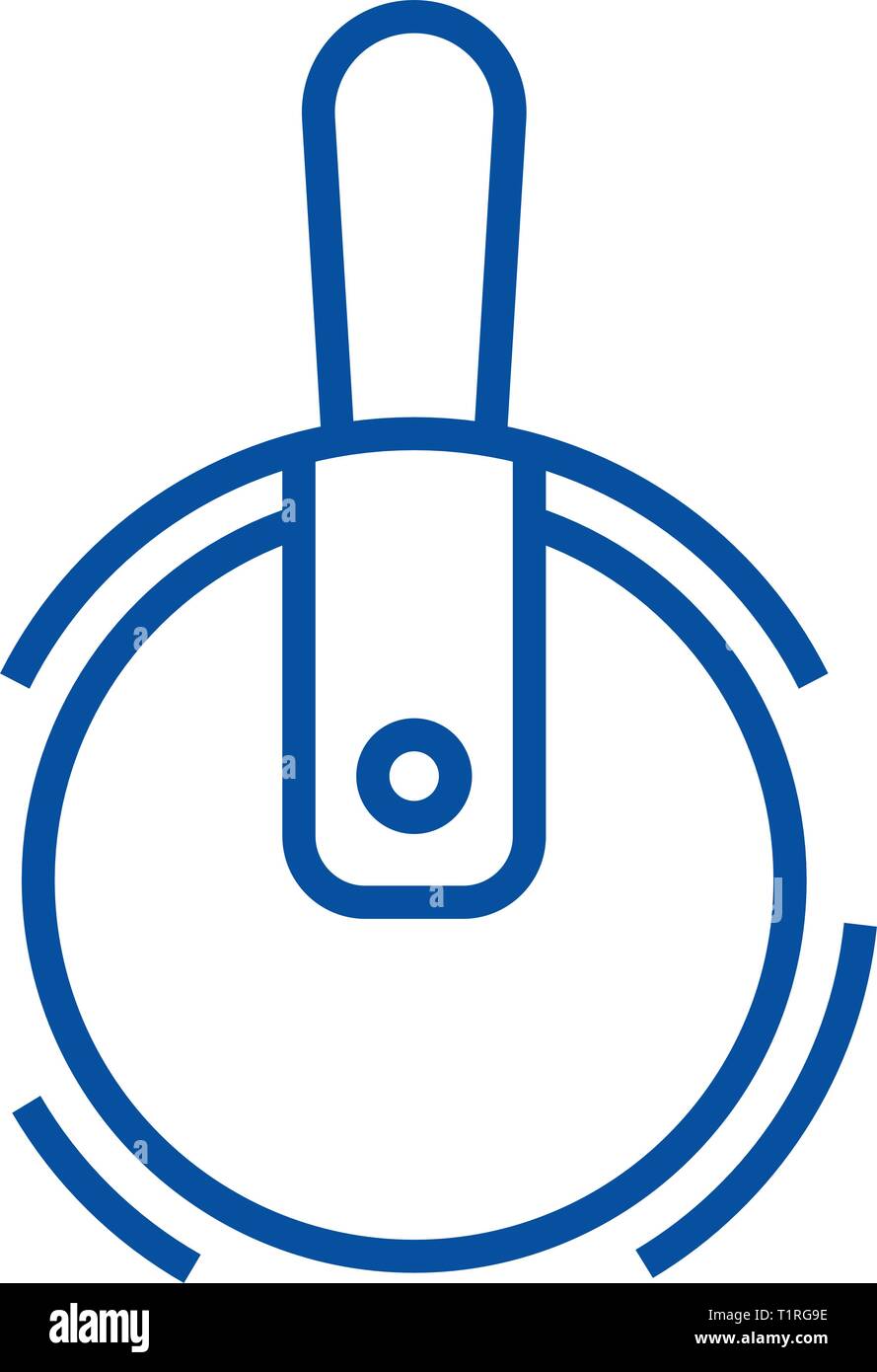 Pizza cutter line icon concept. Pizza cutter flat vector symbol, sign
