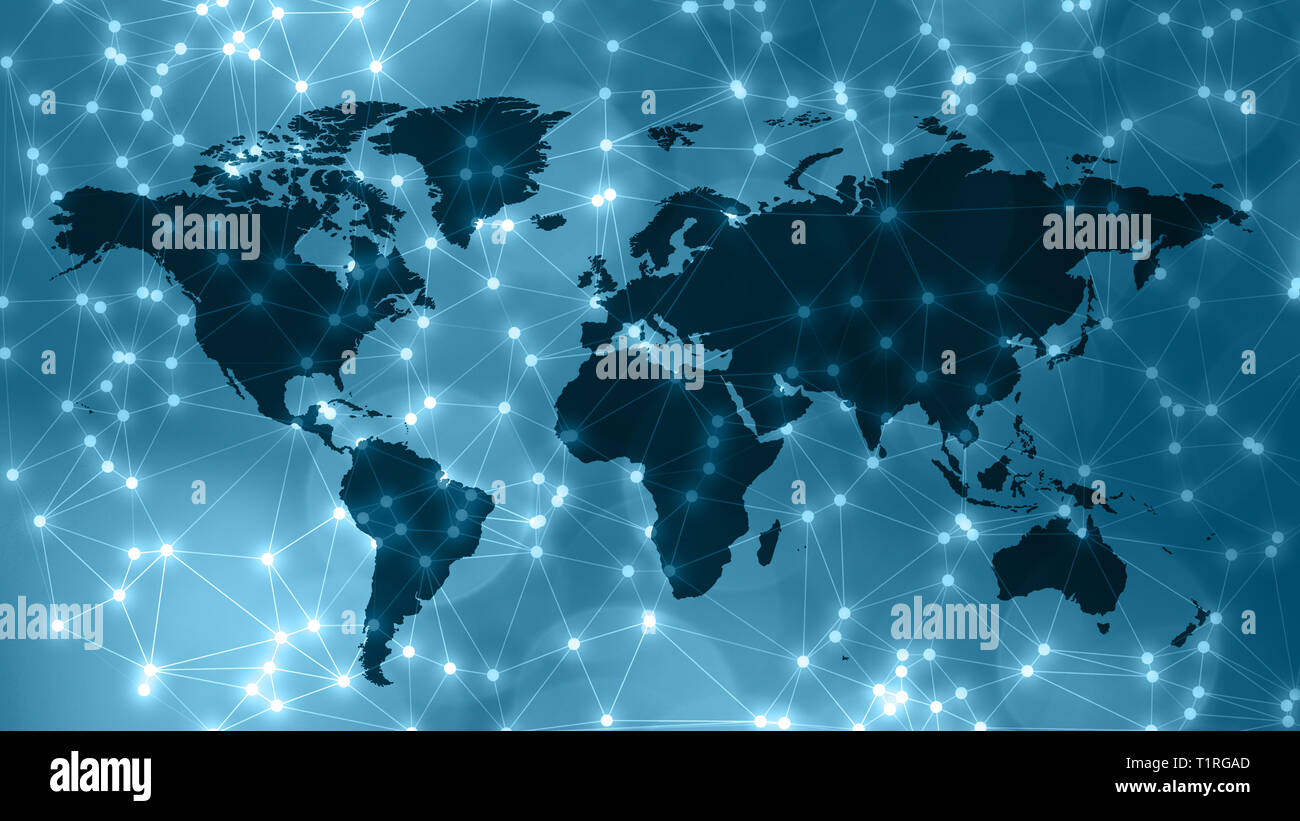 Creative technology world graphic backgrounds connected lines Stock Photo