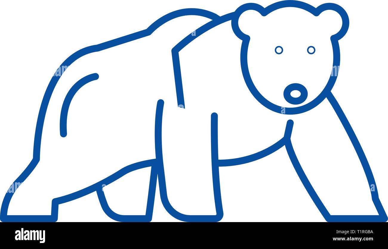 Polar bear line icon concept. Polar bear flat  vector symbol, sign, outline illustration. Stock Vector
