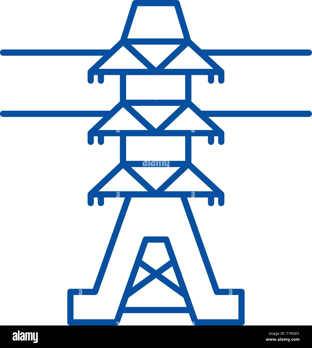 Power lines line icon concept. Power lines flat vector symbol, sign ...