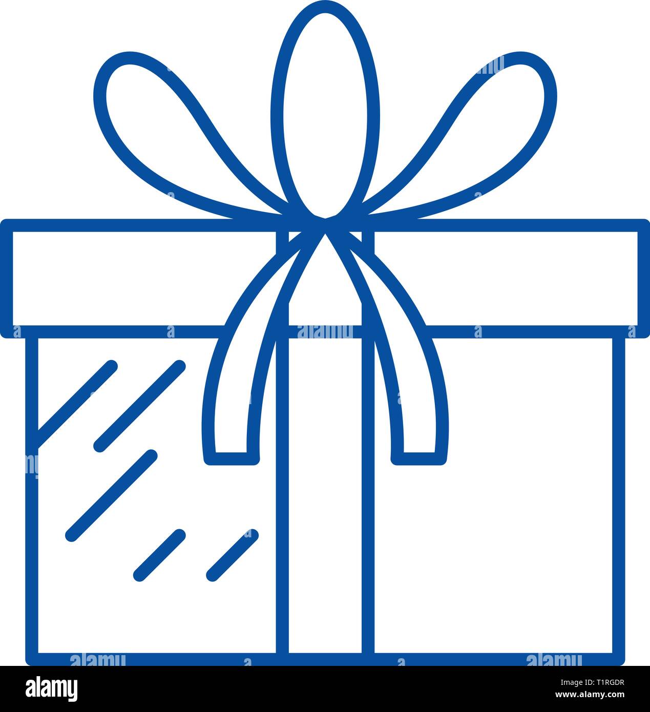 Present box line icon concept. Present box flat vector symbol, sign ...