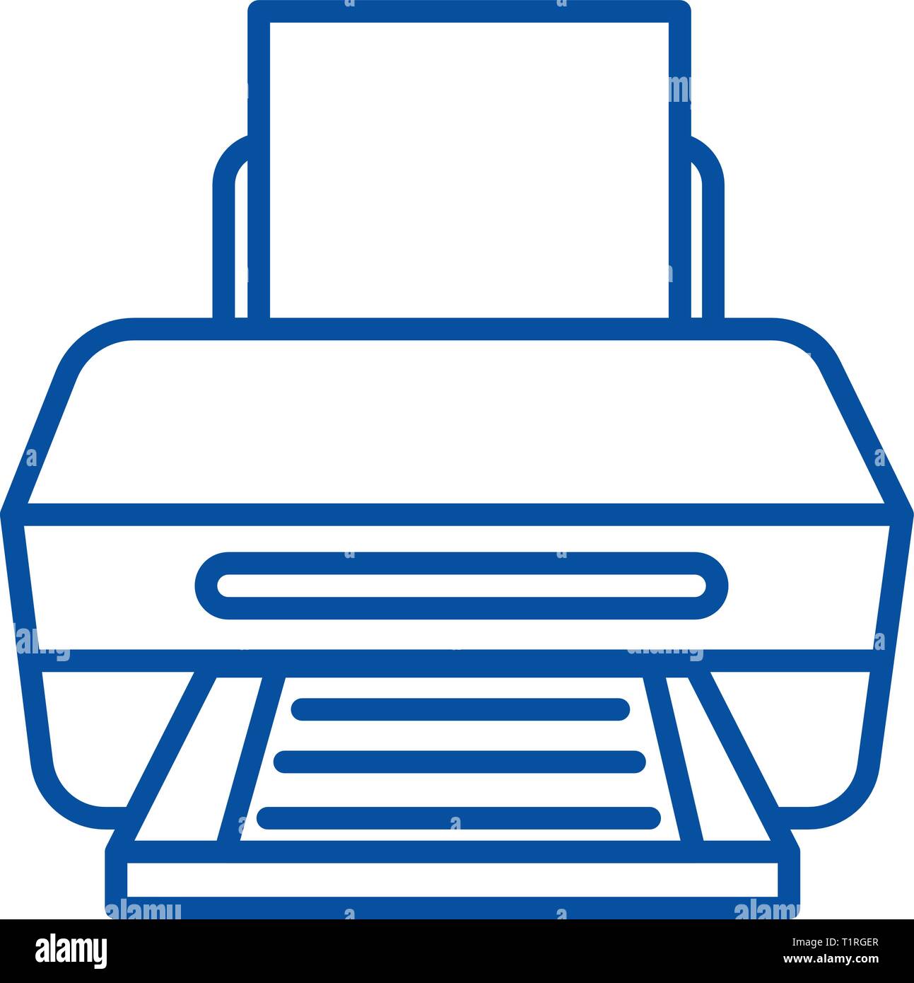 Printer with paper line icon concept. Printer with paper flat vector ...