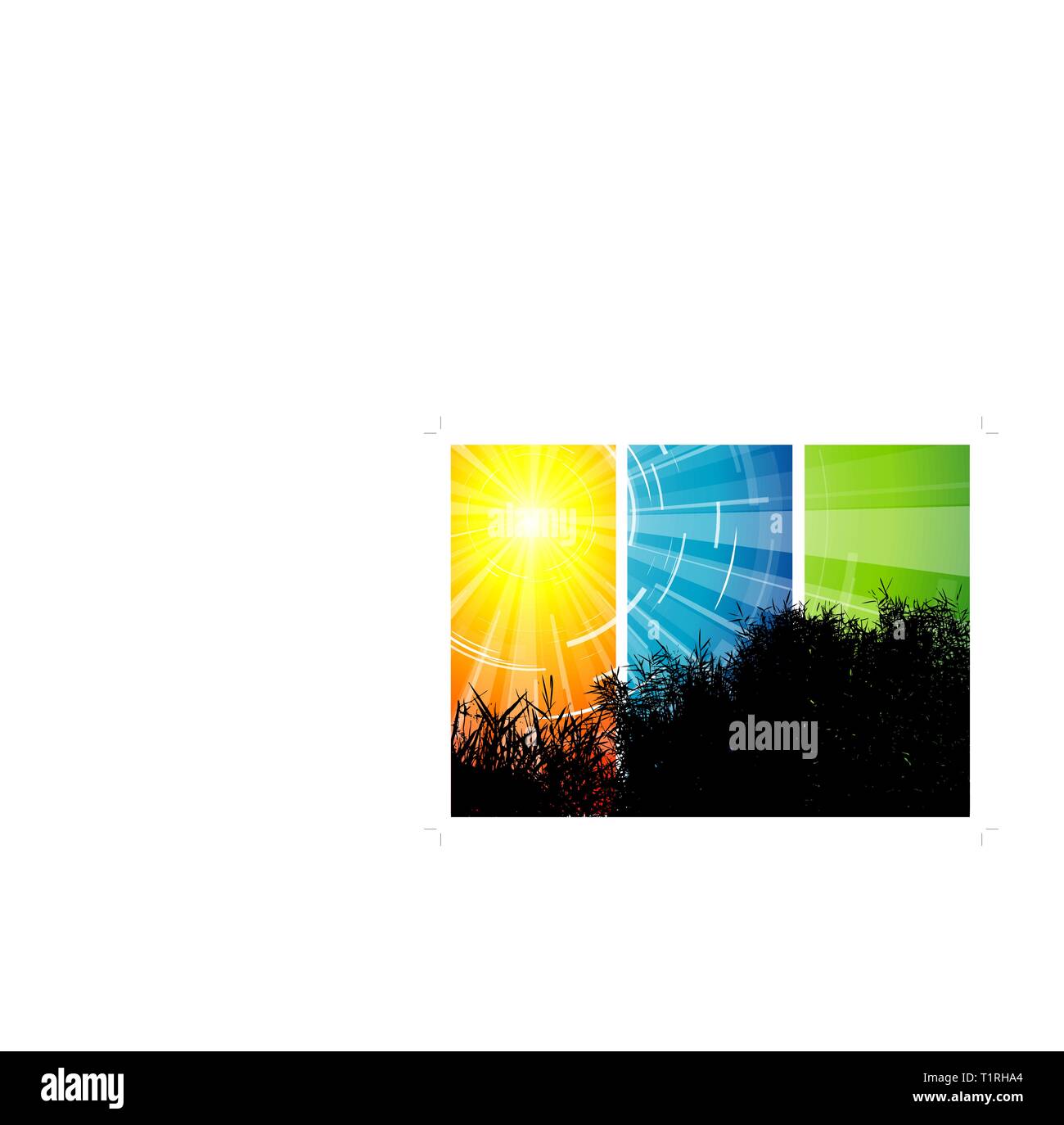 Colour Theme Reed Silhouette of the reed on the three colors background Stock Vector ...
