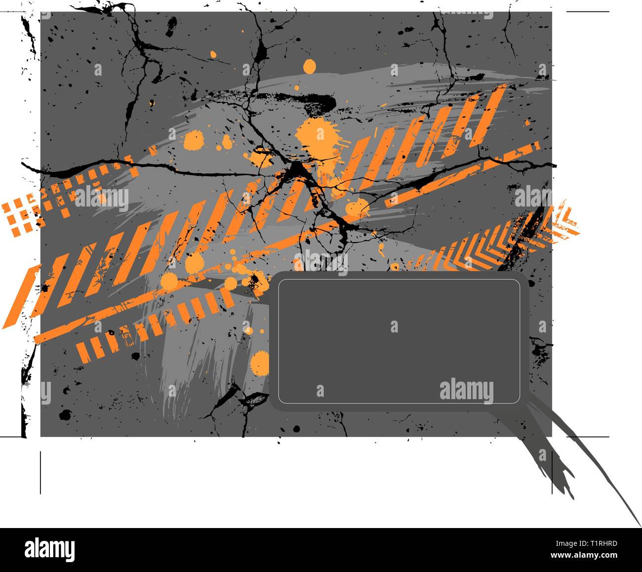 Abstract gray and orange painting on the wall Stock Vector Image & Art