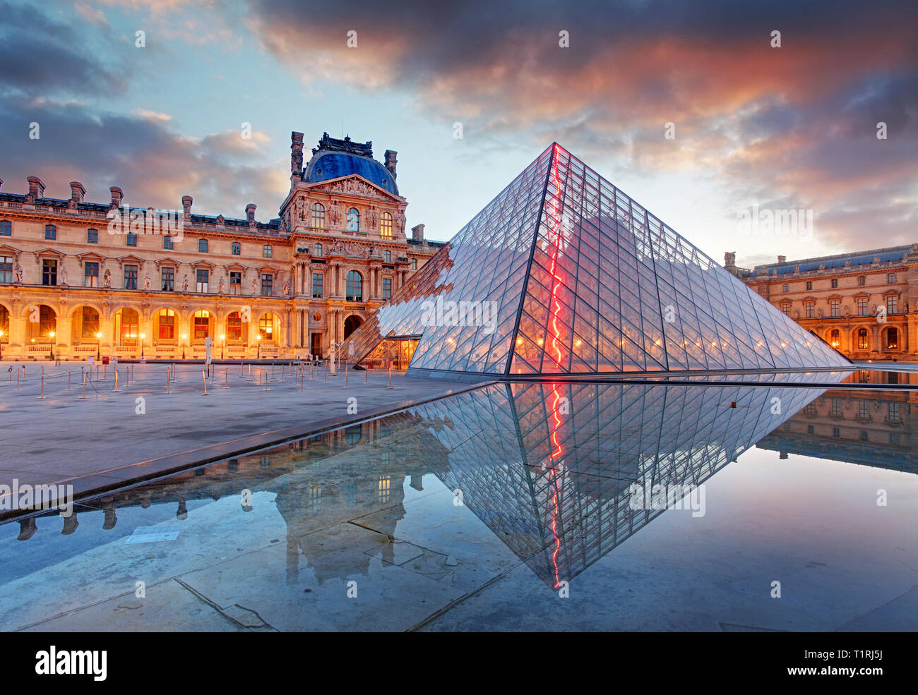 Paris, France - February 9, 2015: The Louvre Museum is one of the world's largest museums and a historic monument. A central landmark of Paris, France Stock Photo