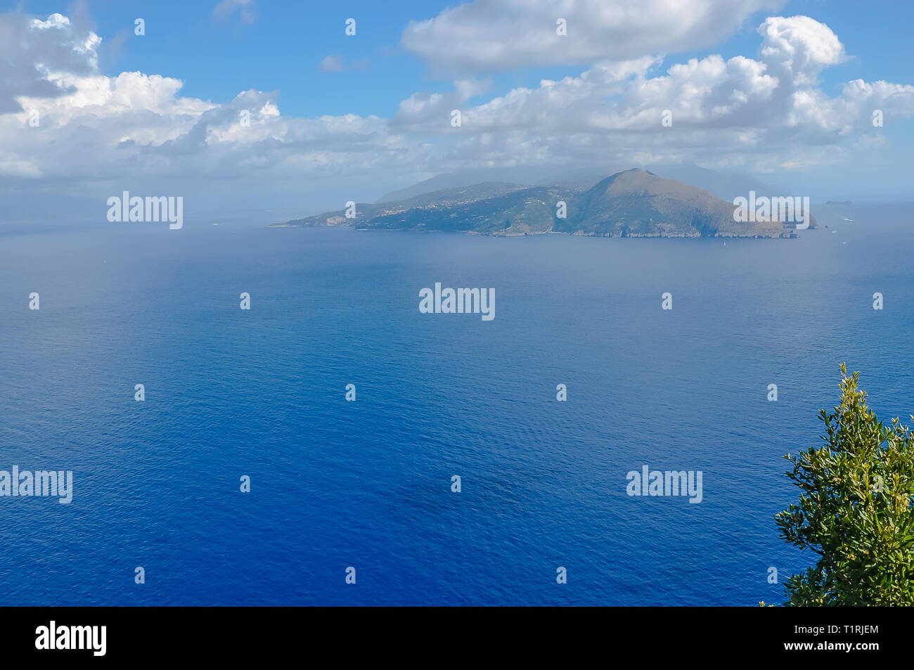 View of the Gulf of Naples and Punta Campanella from the island of Capri Stock Photo