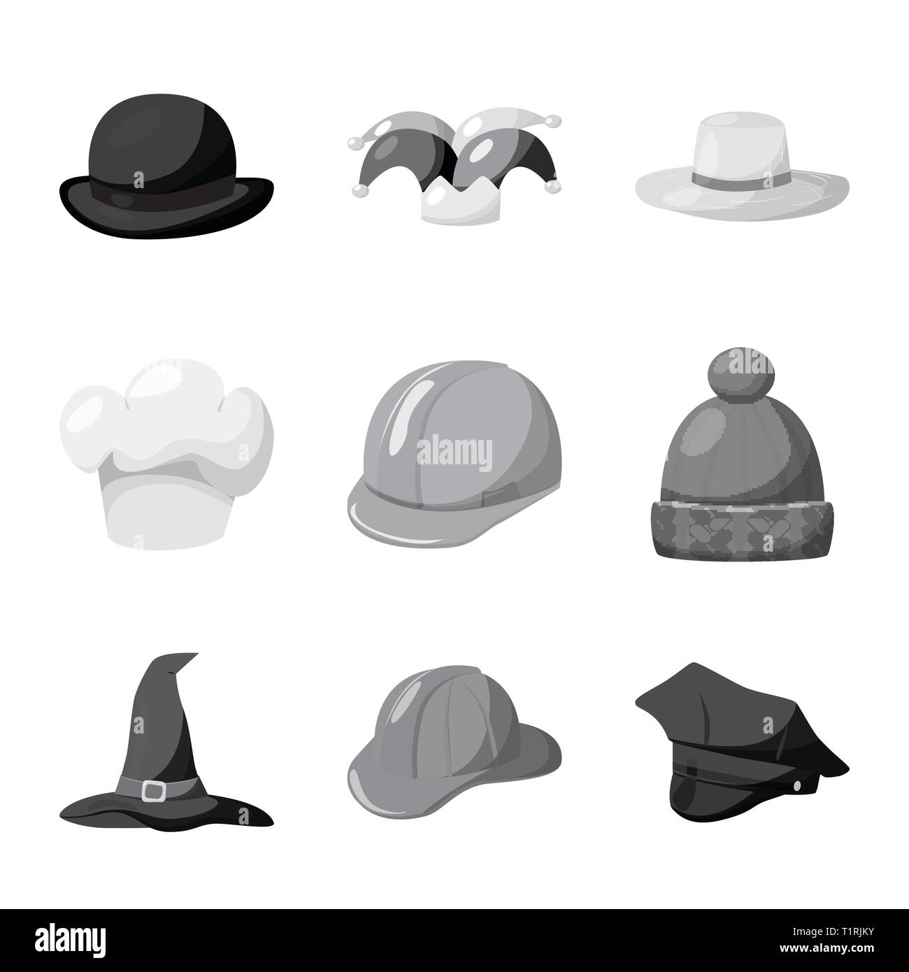 Isolated object of hat and helmet sign. Collection of hat and ...