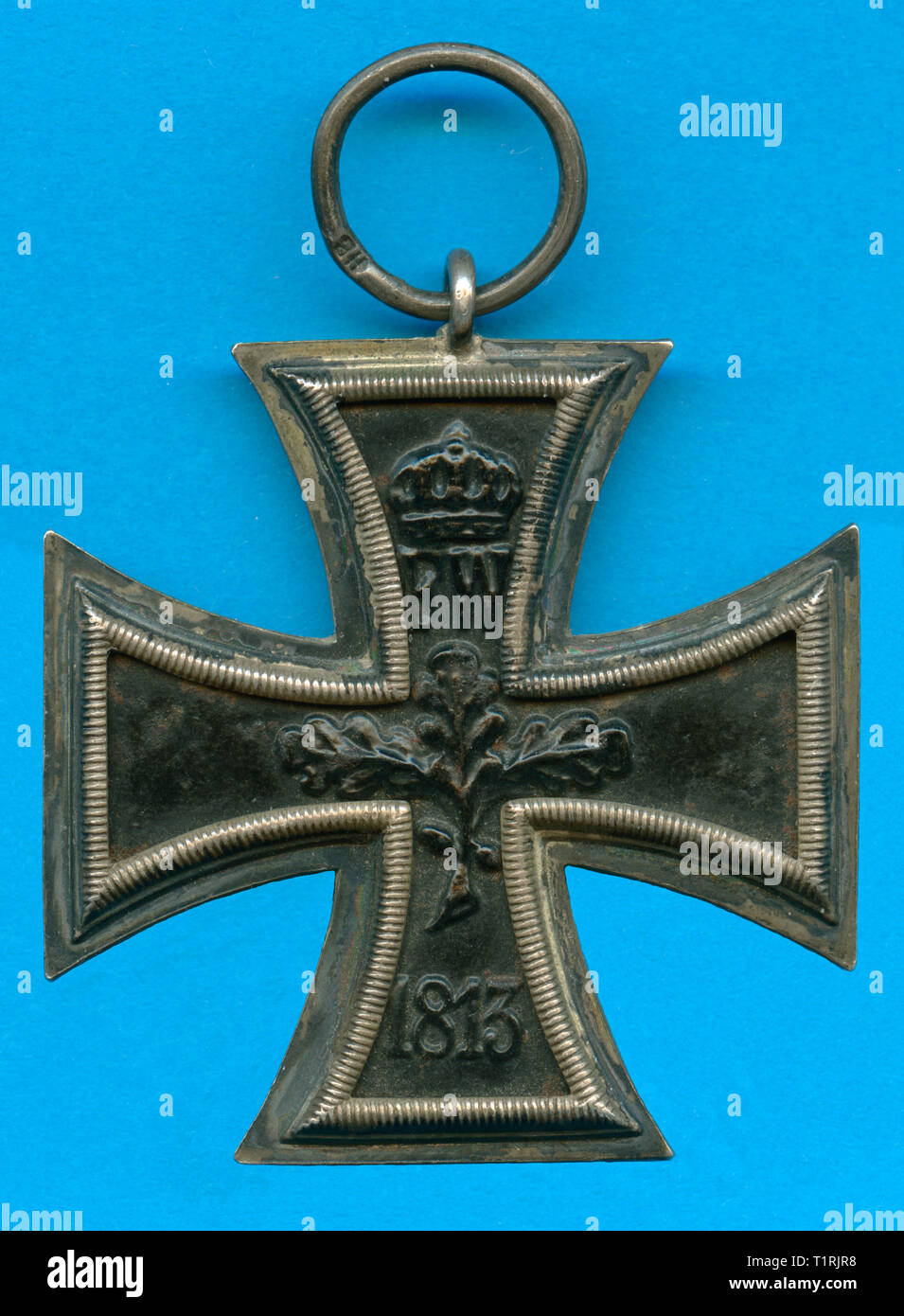 Germany, Berlin, WW I, decoration, Iron Cross 2nd class, reverse with crown, the letters FW, the oak leaves and the year 1913. , Additional-Rights-Clearance-Info-Not-Available Stock Photo
