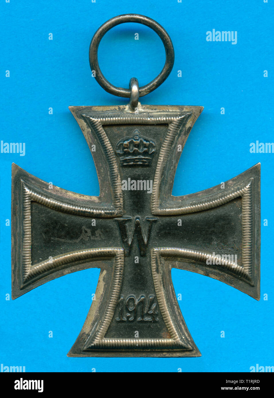 Germany, Berlin, WW I, military decoration, Iron Cross 2nd Class, obverse of the decoration with crown, the W and the year 1914. , Additional-Rights-Clearance-Info-Not-Available Stock Photo