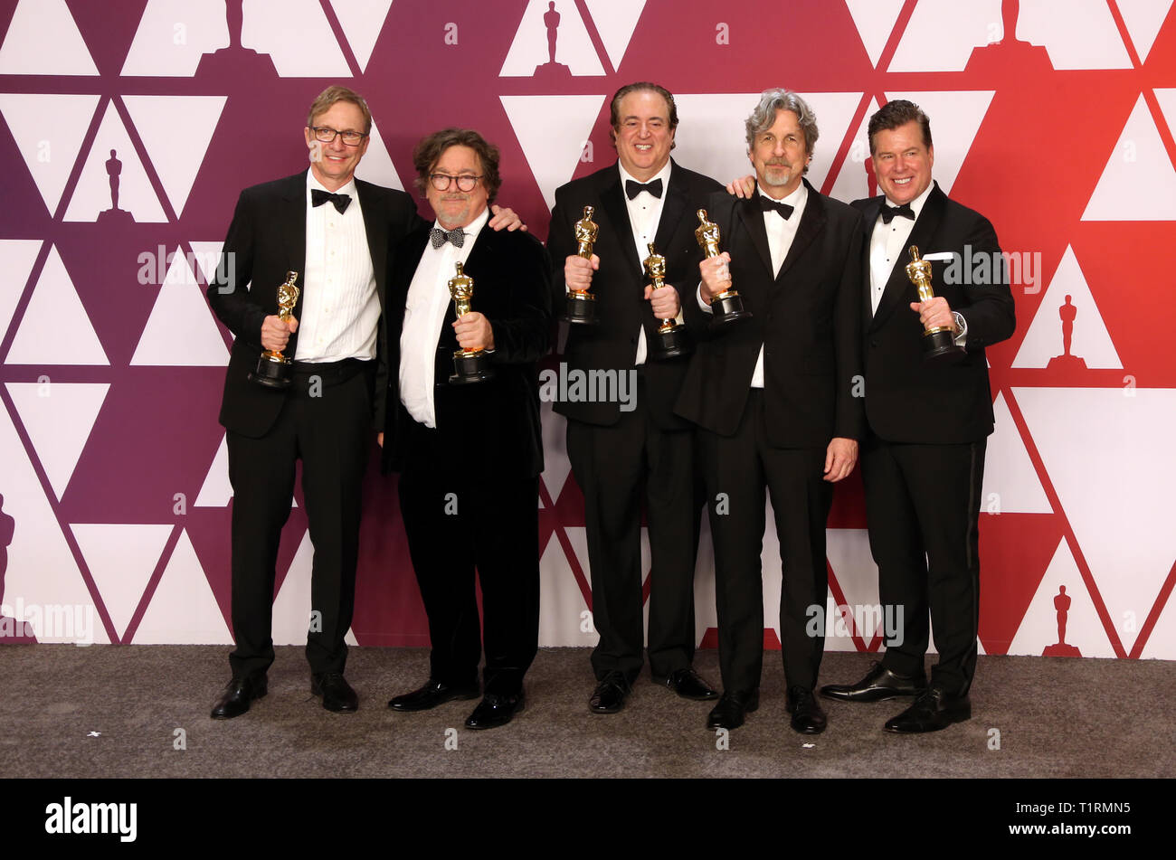 91st Academy Awards (Oscars 2019) held at the Dolby Theatre - Press Room  Featuring: Jim Burke, Charles B. Wessler, Nick Vallelonga, Peter Farrelly, Brian Currie Where: Hollywood, California, United States When: 24 Feb 2019 Credit: FayesVision/WENN.com Stock Photo
