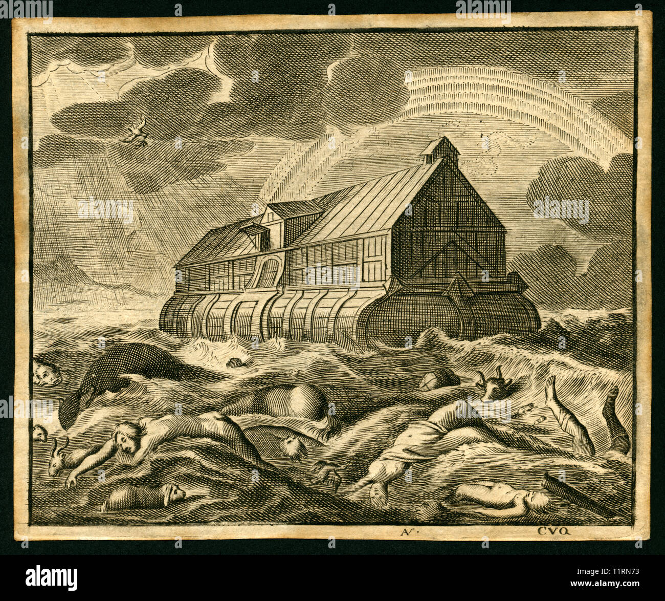 Middle East, Turkey, Agri, Mount Ararat, Mesopotamia, Noah´s Ark, copperplate engraving from an Dutch Bible, around 1700. , Artist's Copyright has not to be cleared Stock Photo