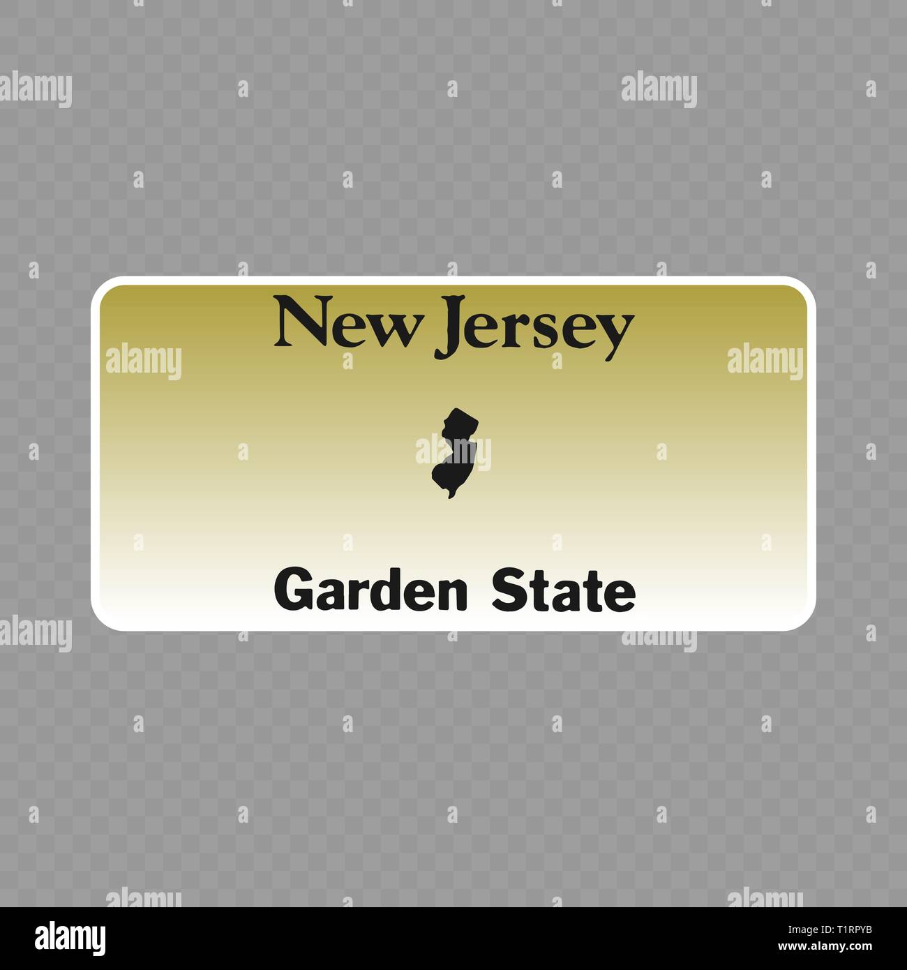 Number plate. Vehicle registration plates of USA state New Jersey