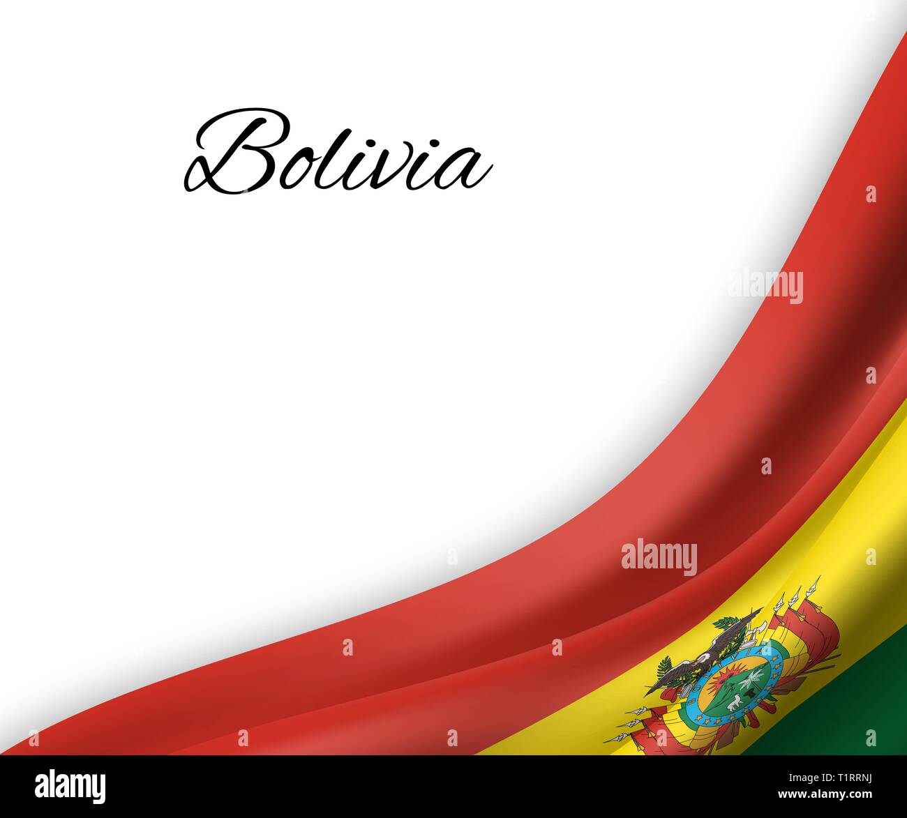 waving flag of Bolivia on white background. Template for independence ...