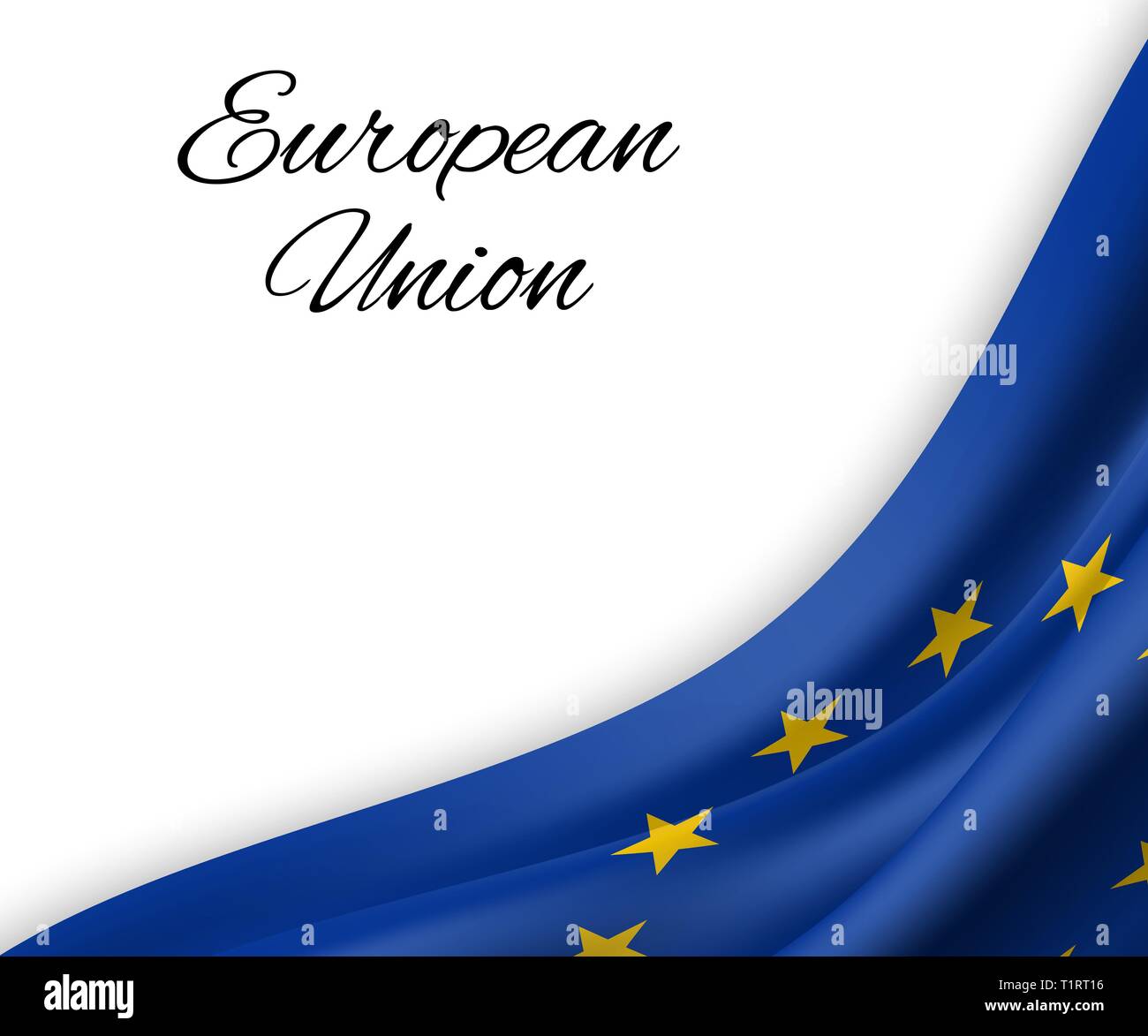 waving flag of European Union on white background. Template for ...