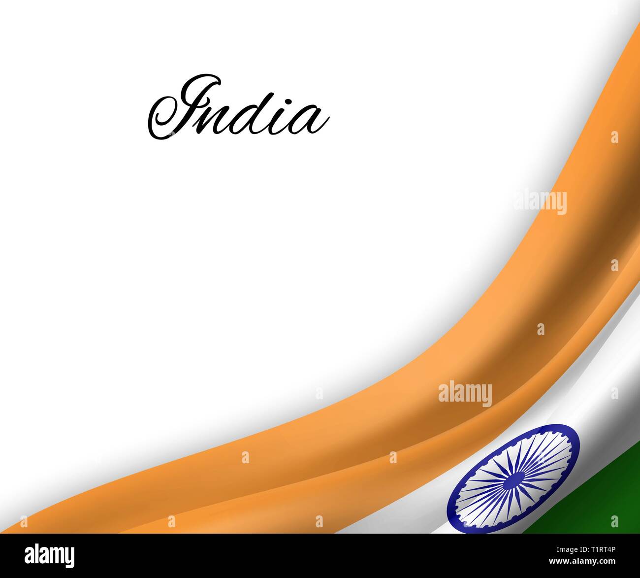 waving flag of India on white background. Template for independence day ...