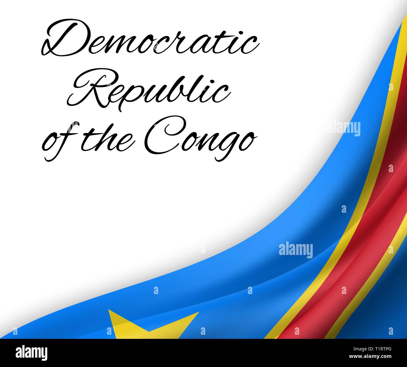 waving flag of Democratic Republic of the Congo on white background ...