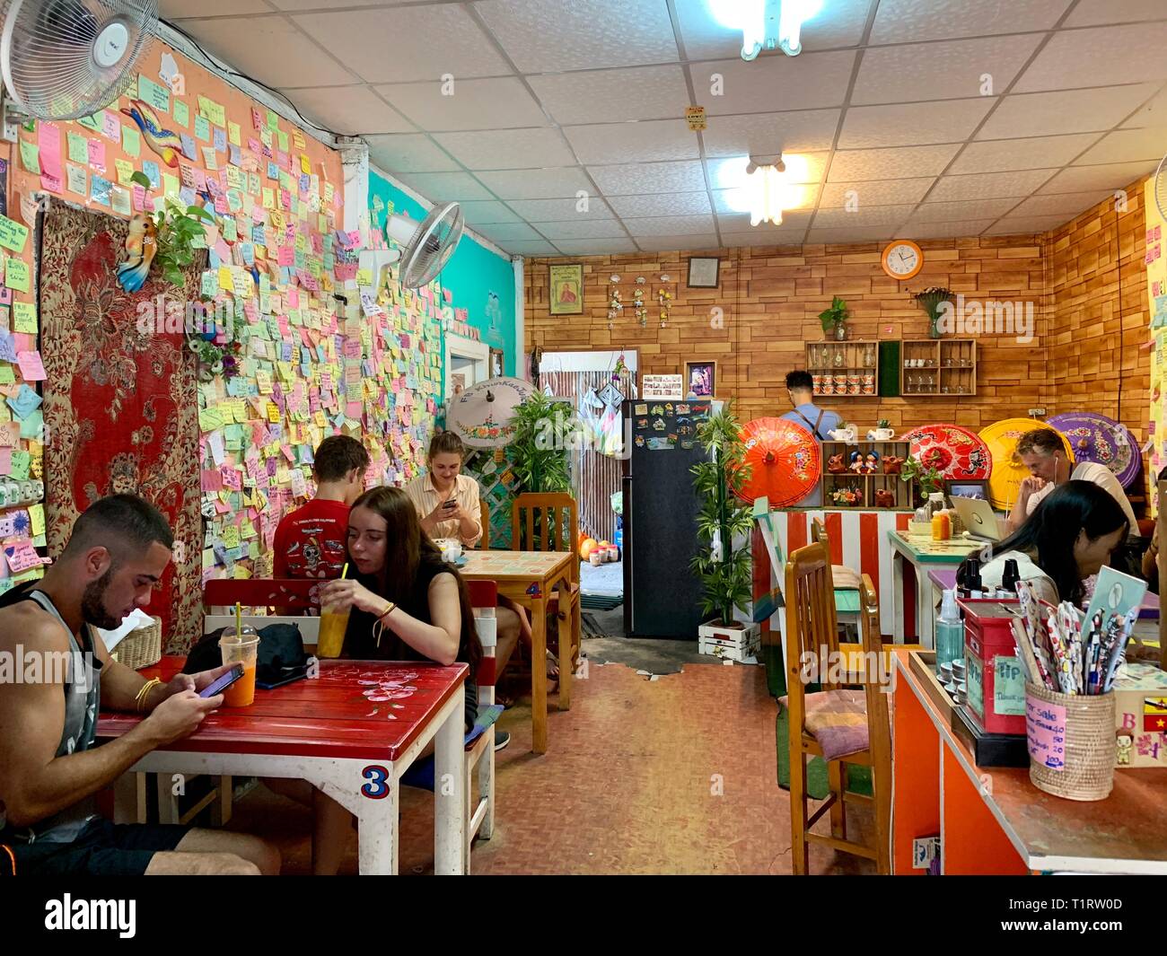 Juice Bar inside the old city , Chiang Mai , Thailand Stock Photo