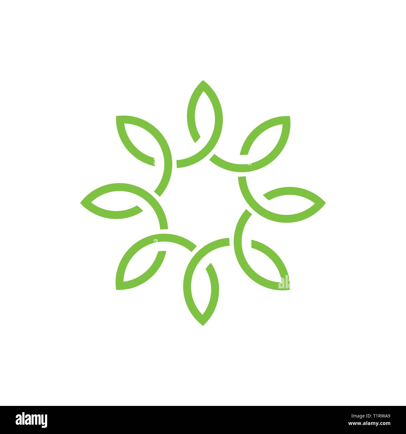 circle thin line swirl leaf organic symbol vector Stock Vector Image ...