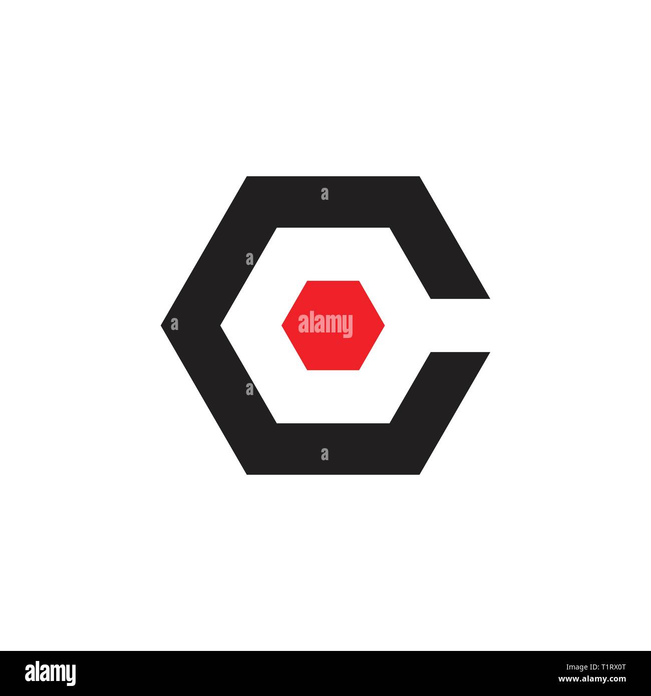 letter c hexagonal geometric logo vector Stock Vector