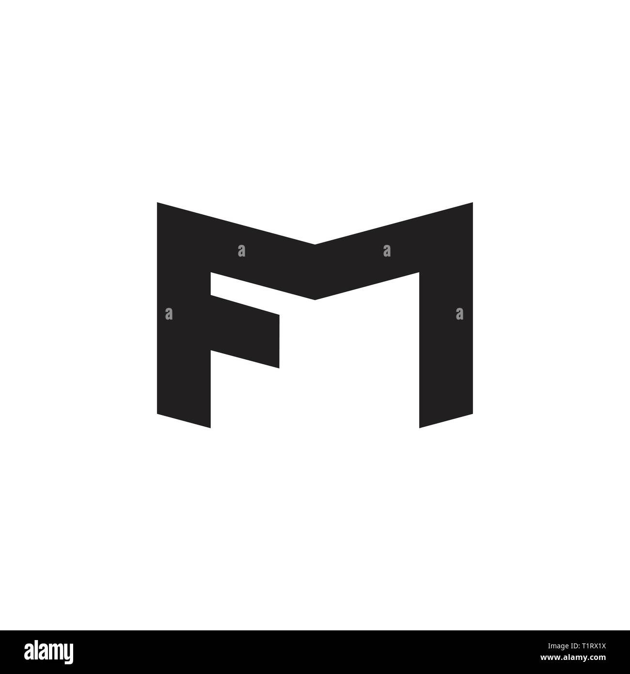 abstract letters fm simple geometric logo vector Stock Vector