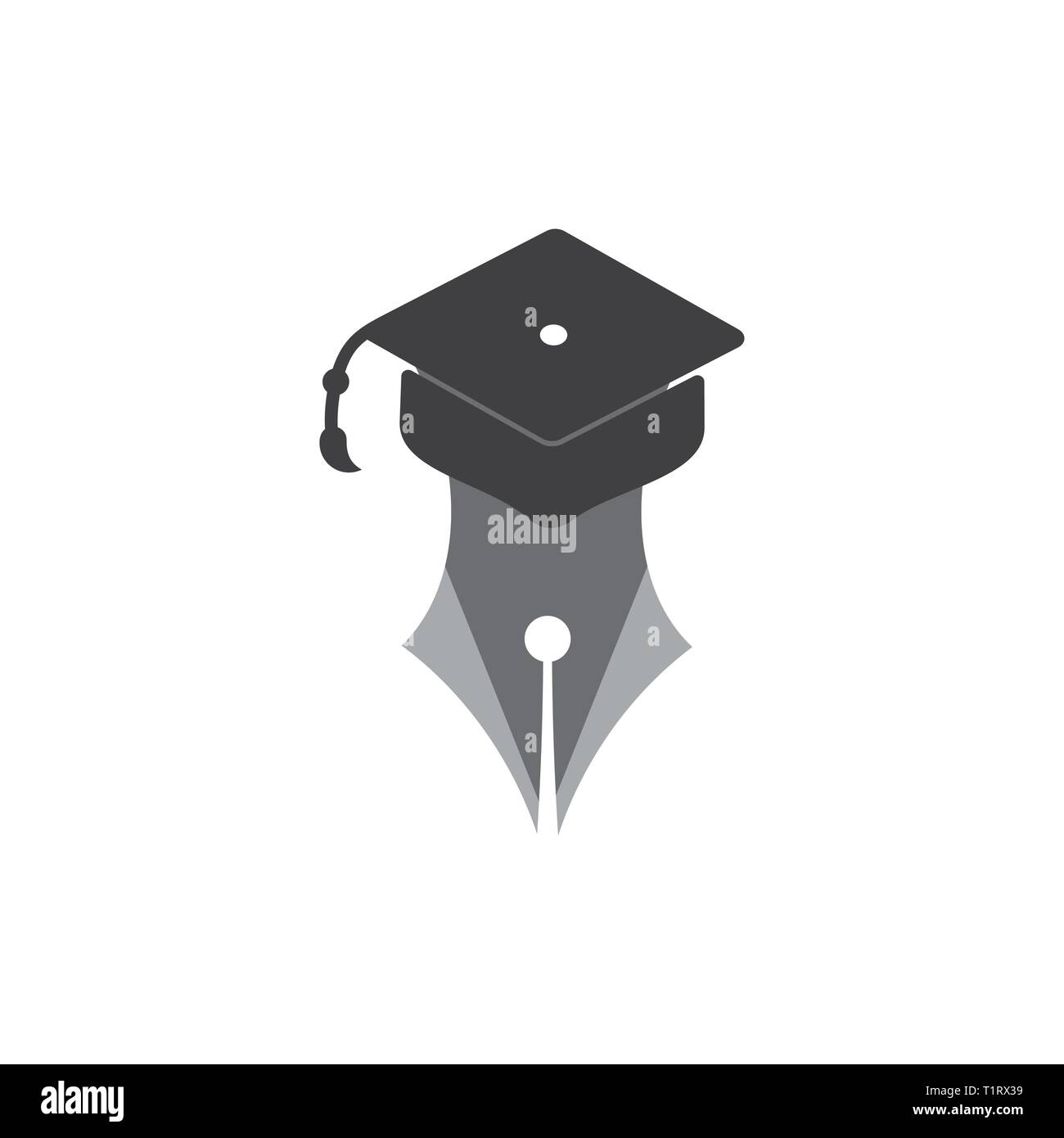 graduation hat pen education logo vector Stock Vector