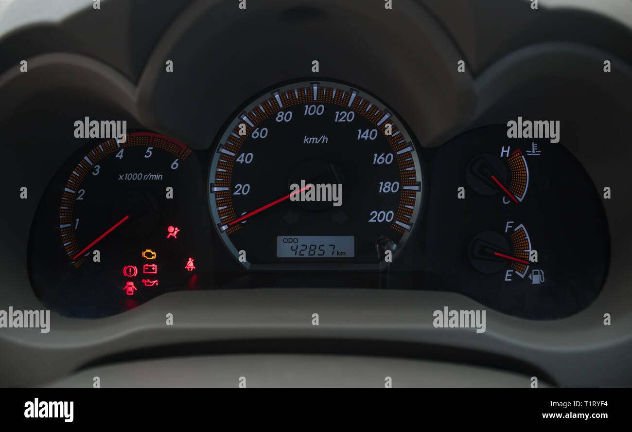 Toyota Vigo Champ 3000 Turbo Car or Automobile Dial. Toyota Vigo Champ 3000 Turbo Car or Automobile Dial and Warning Signal for car or automobile cate Stock Photo
