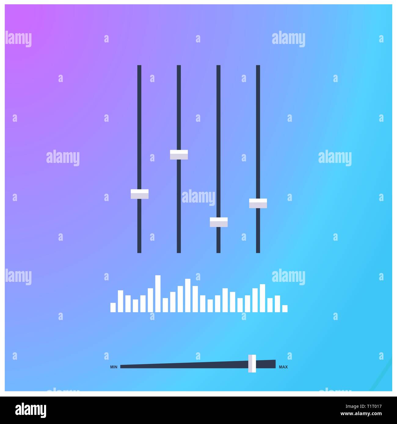 Sound Mixer with Equalizer Control Buttons, Sound Waves and Volume