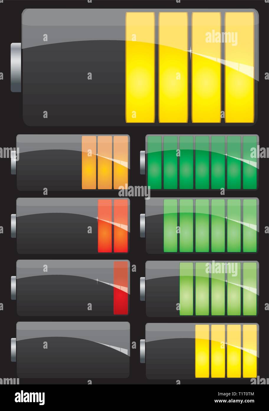 Battery set on black background Stock Vector Image & Art Alamy