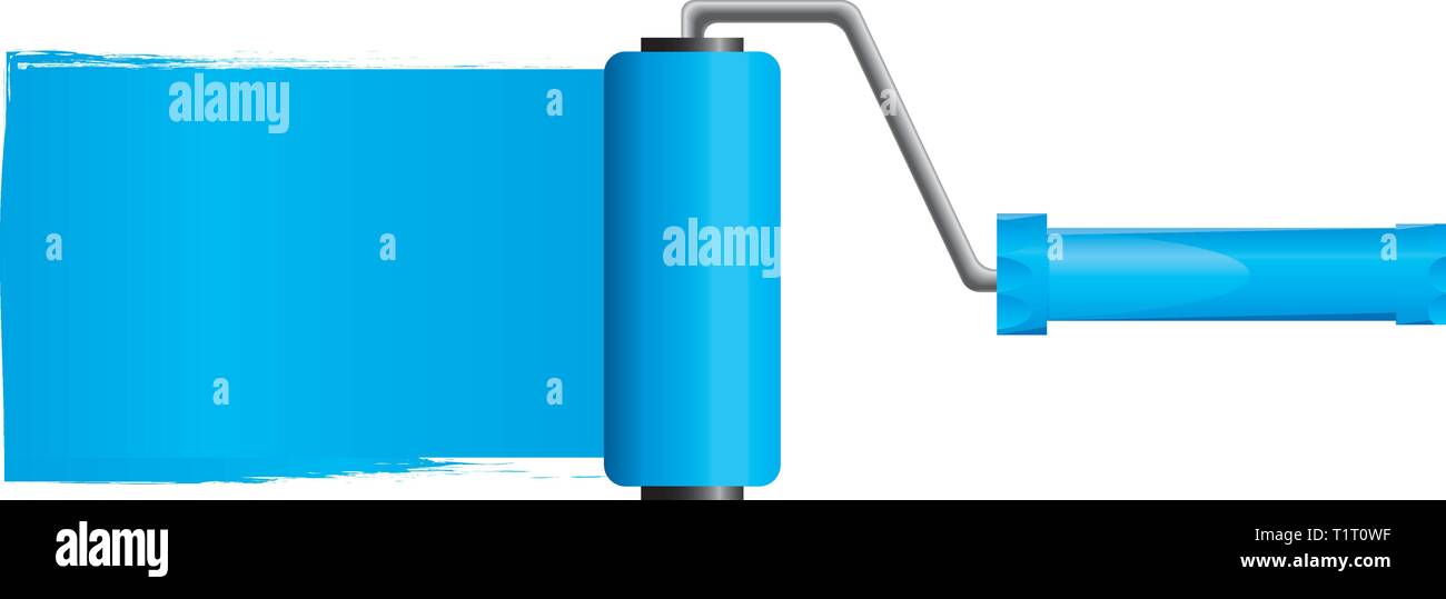 Blue paint roller brush with paint Stock Vector Image & Art Alamy