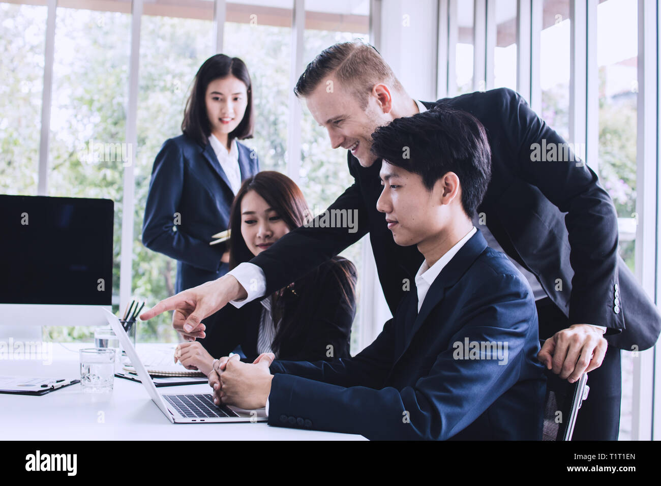 Creative meeting and brain storming with professional leader, business man talking with  people in office Stock Photo