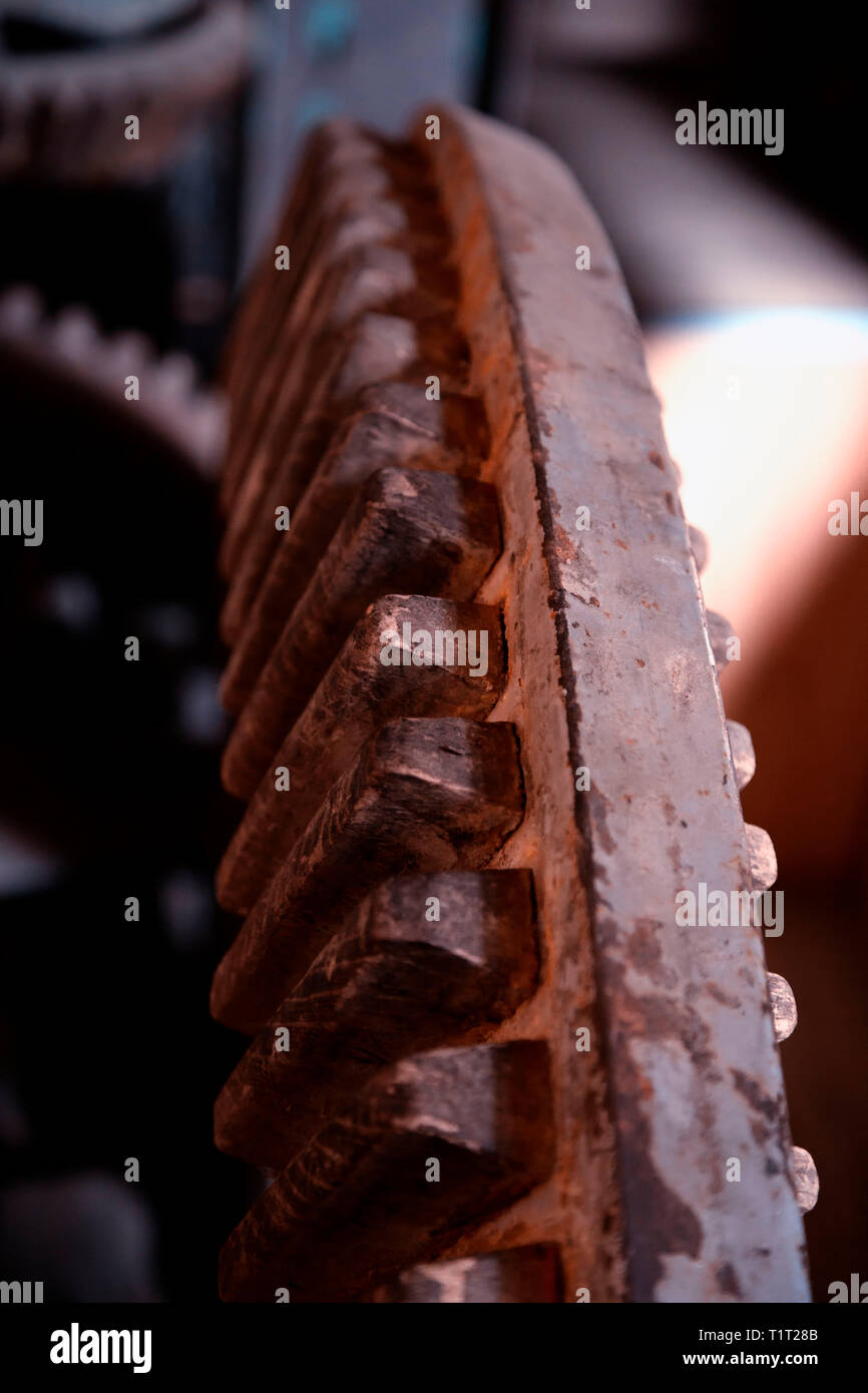 rusty gearwheel upright format Stock Photo