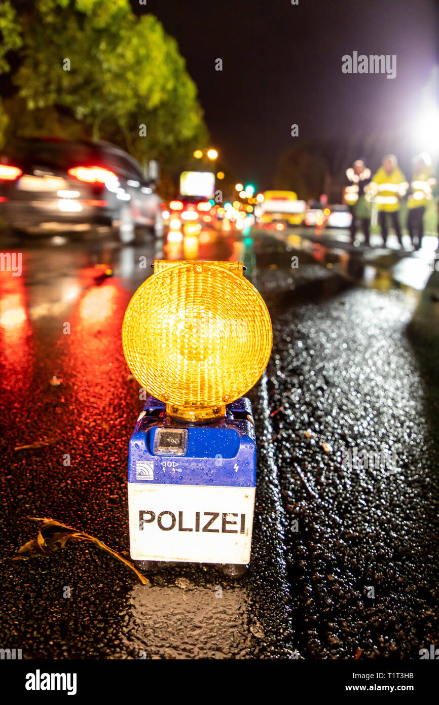 Evening traffic control of the police, Stock Photo