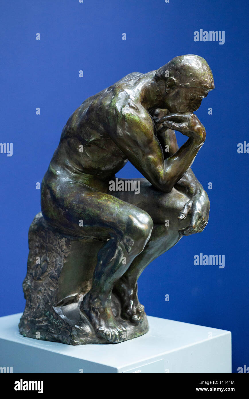 Copenhagen. Denmark. The Thinker, 1900-1901 (modeled ca. 1880) by Auguste Rodin (1840-1917). Ny Carlsberg Glyptotek.  Inv. MIN 605 Stock Photo