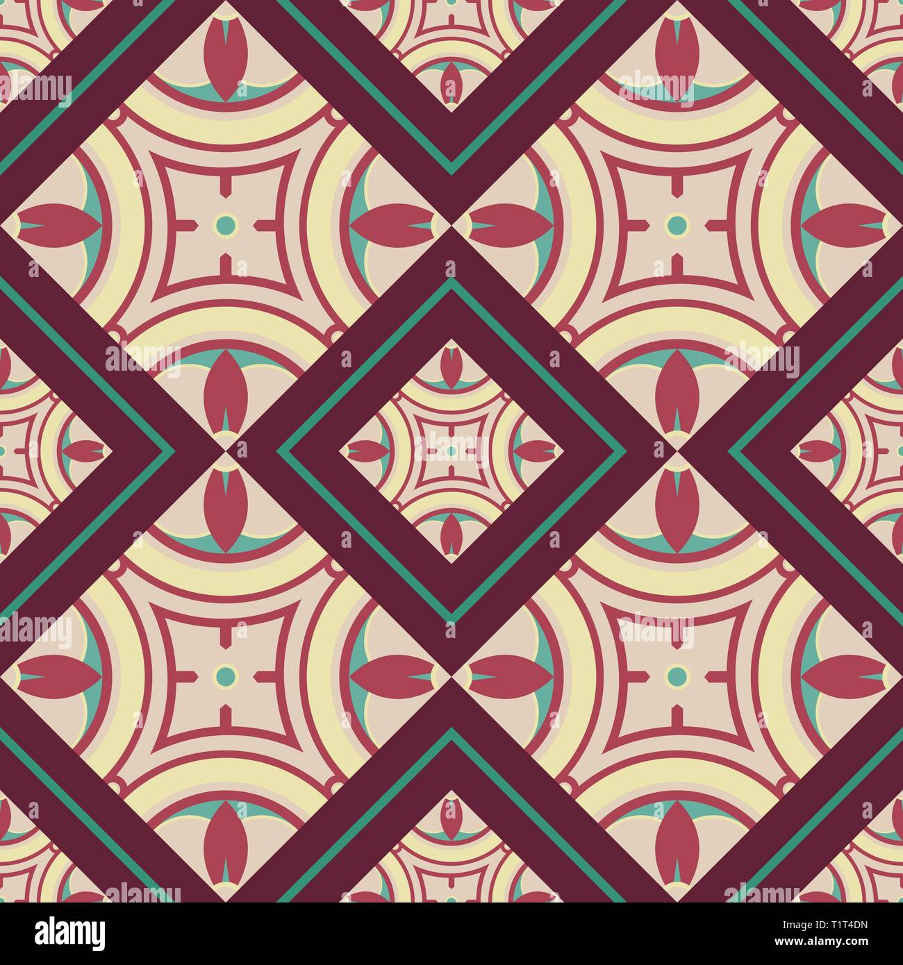 Seamless pattern in Oriental style. Geometrical ornament. Tile pattern. Stock Vector