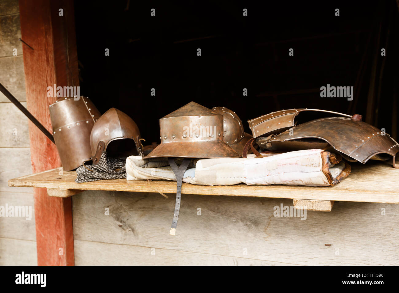 The medieval helmets in The Middle Ages Center, the experimental living