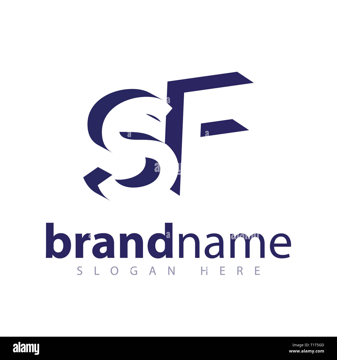 SF Initial Letter logo in negative space vector template Stock Photo