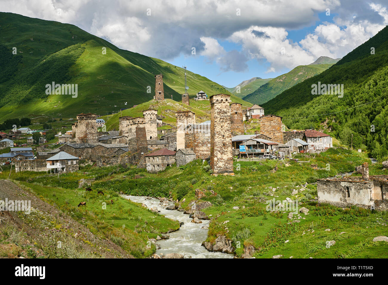 Stone medieval tower houses of Chazhashi, Ushguli, Upper