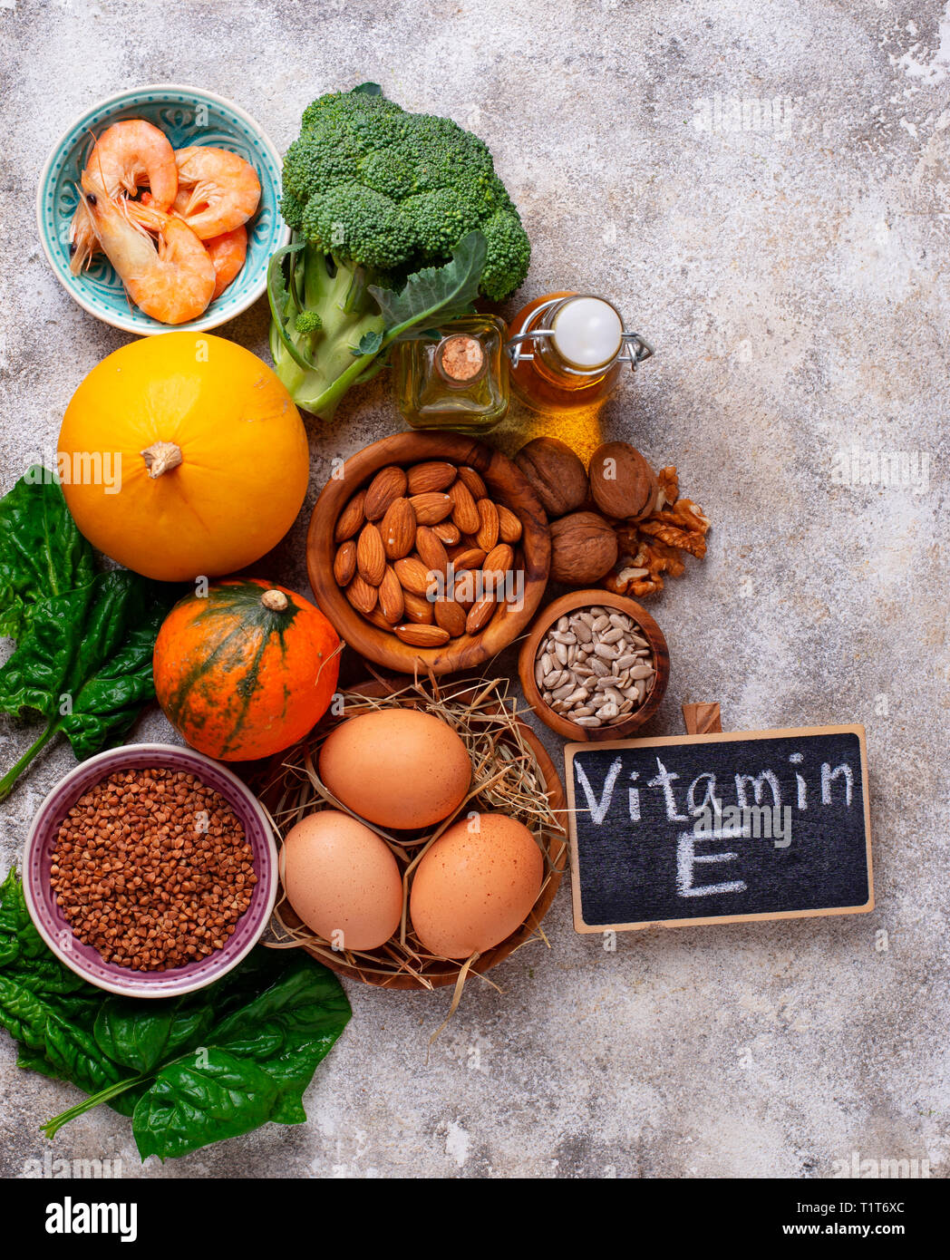 Assortment food sources of vitamin E Stock Photo Alamy