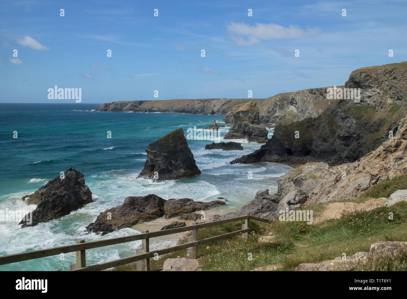 Bedruthan Steps, North Cornwall Stock Photo