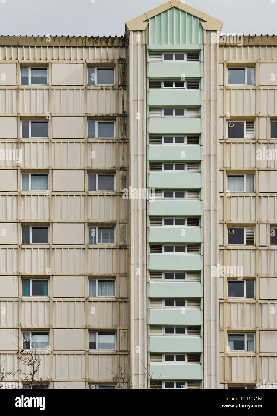 Detail of high rise council block of flats  in Wester Hailes, Edinburgh, Scotland, UK Stock Photo