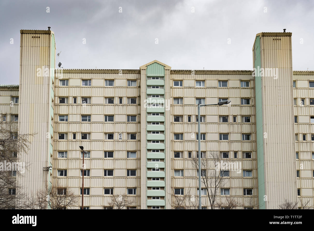 Detail of high rise council block of flats  in Wester Hailes, Edinburgh, Scotland, UK Stock Photo