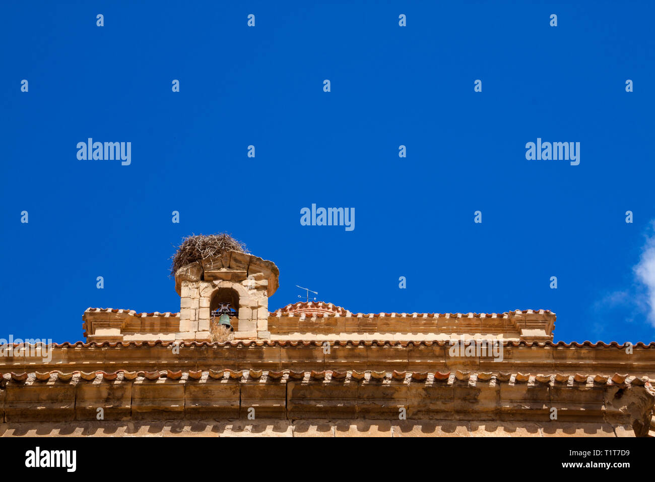 Bell church our Lady of the Assumption, La Rioja, Briñas, Spain - Stock Image