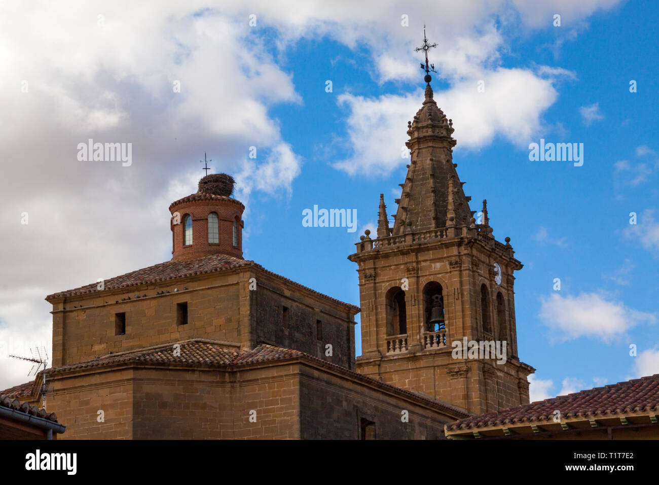 Bell church our Lady of the Assumption, La Rioja, Briñas, Spain - Stock Image