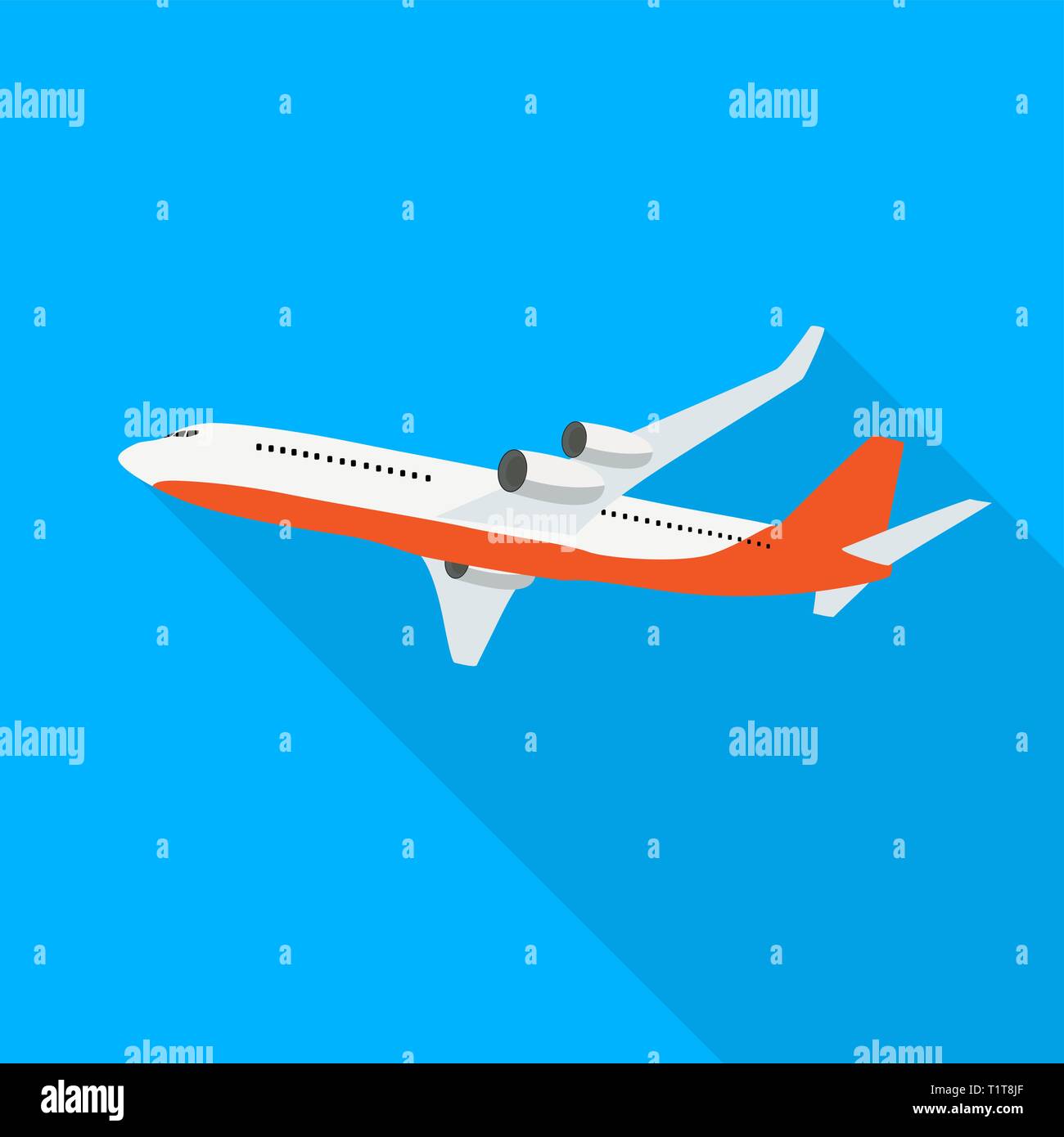 Flat airplane icon on blue background. Vector Illustration. EPS10 Stock ...