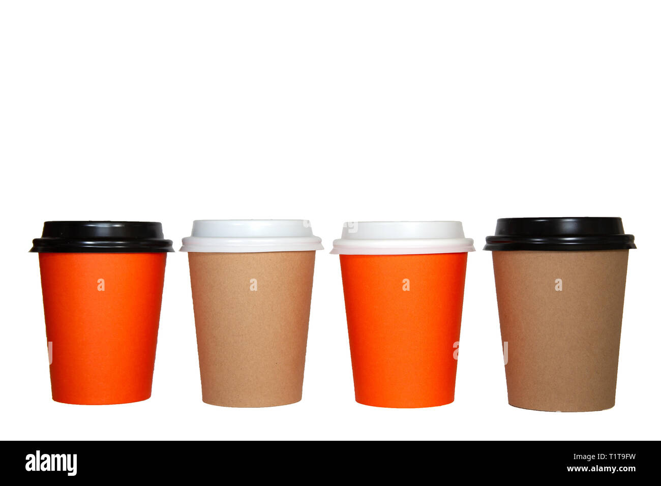 Different colored coffee cups isolated on a white background Stock Photo Alamy