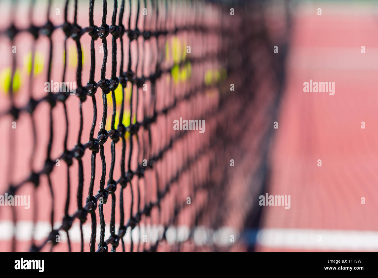 Tennis net on a tennis court background Stock Photo Alamy