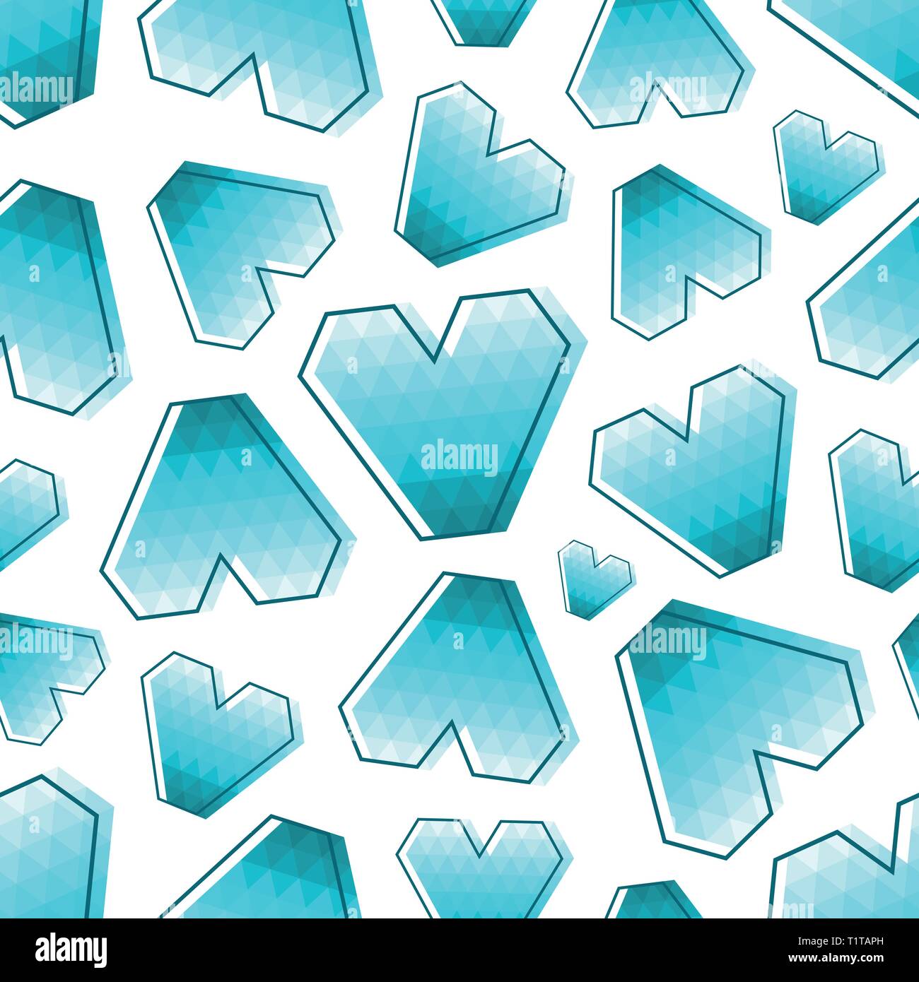 Seamless abstract pattern with geometric blue triangle polygons hearts ...